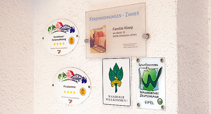 Bewertungen der Ferienwohnungen und der Gästezimmer im Gästehaus Kloep in der Vulkaneifel Auszeichnungen der Ferienwohnung Kloep in Hillesheim